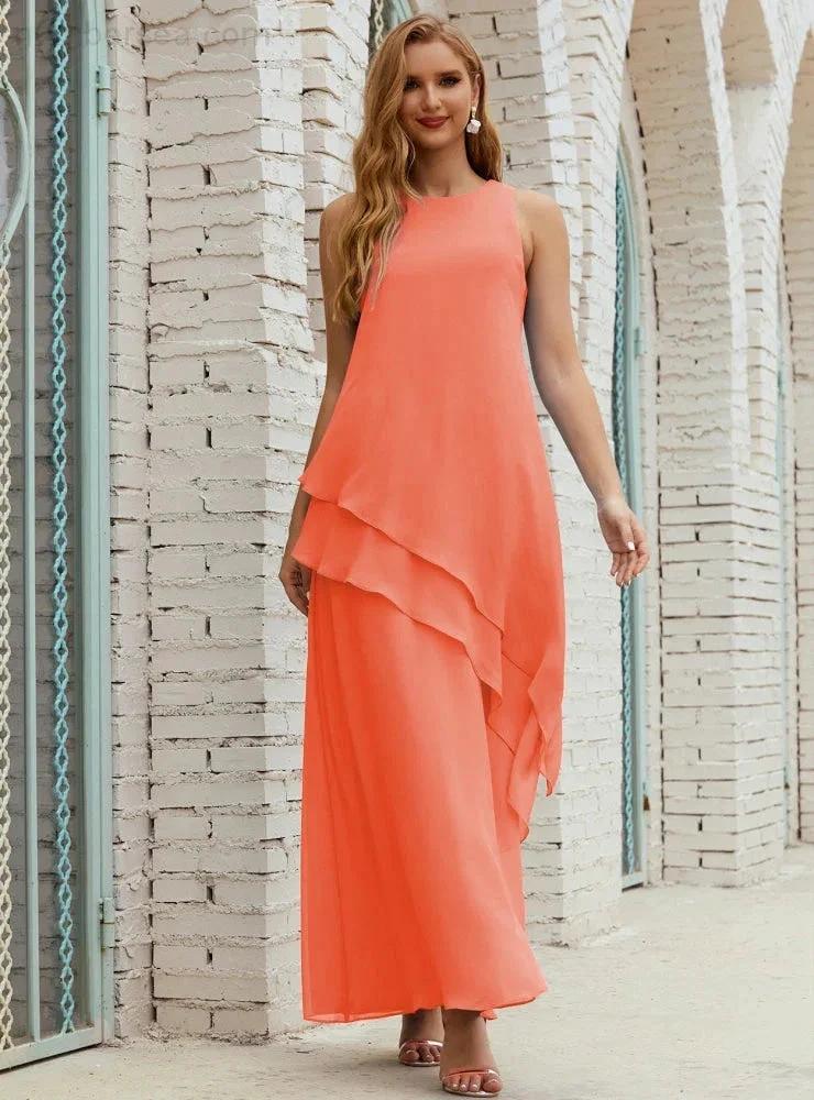 Chiffon Long Plus Size Mother of Bride Dresses Formal Bridesmaid Prom Gown SY28019 - Image 116