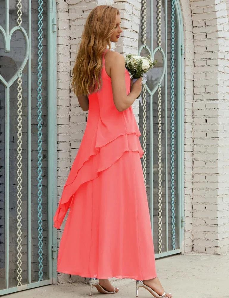 Chiffon Long Plus Size Mother of Bride Dresses Formal Bridesmaid Prom Gown SY28019 - Image 118