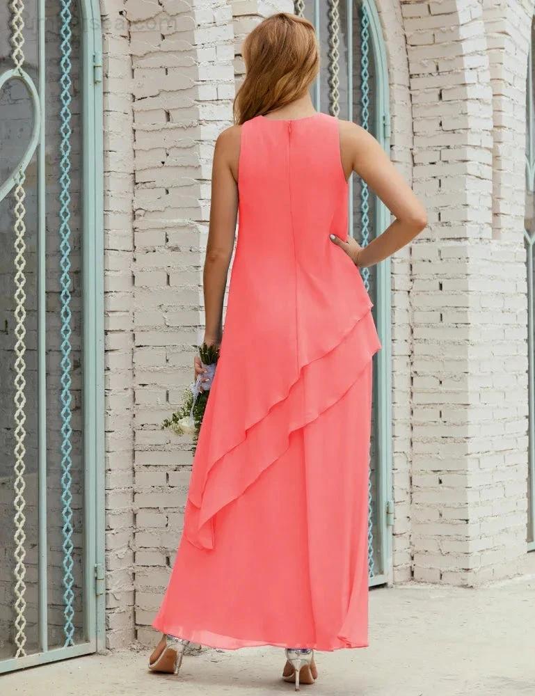 Chiffon Long Plus Size Mother of Bride Dresses Formal Bridesmaid Prom Gown SY28019 - Image 119