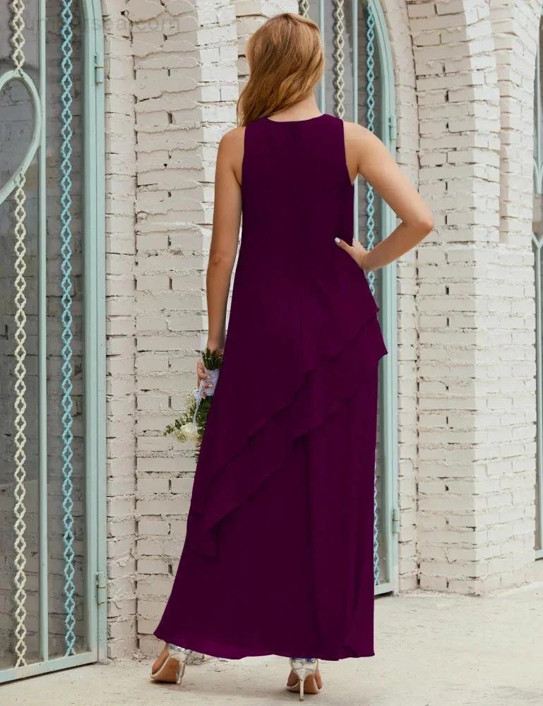 Chiffon Long Plus Size Mother of Bride Dresses Formal Bridesmaid Prom Gown SY28019 - Image 123