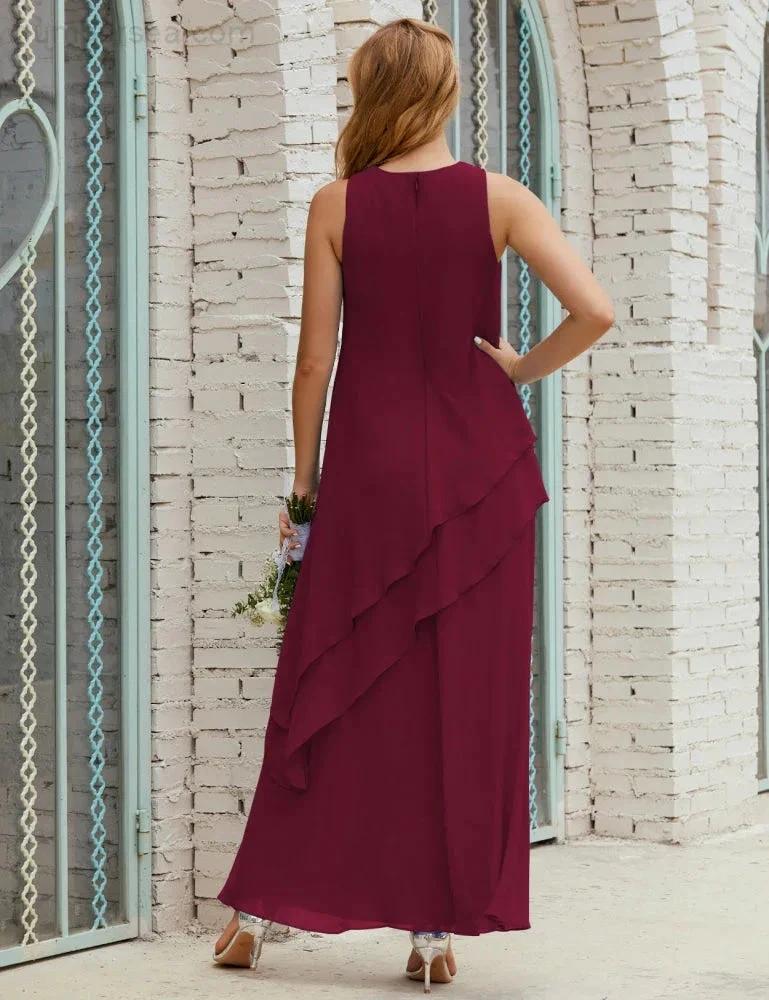Chiffon Long Plus Size Mother of Bride Dresses Formal Bridesmaid Prom Gown SY28019 - Image 135