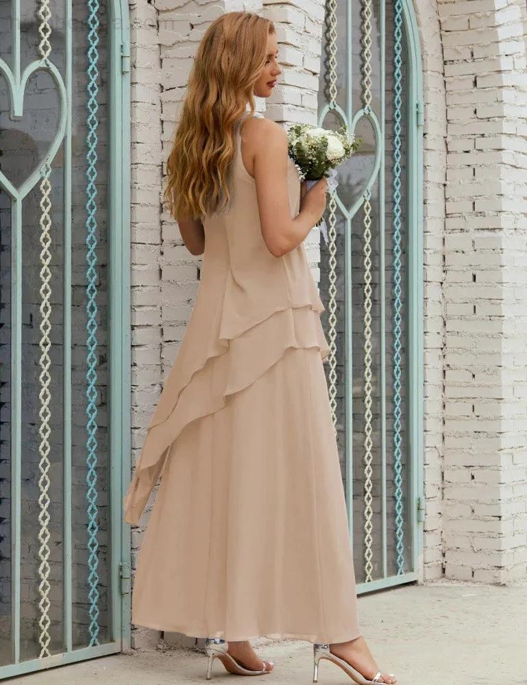 Chiffon Long Plus Size Mother of Bride Dresses Formal Bridesmaid Prom Gown SY28019 - Image 138
