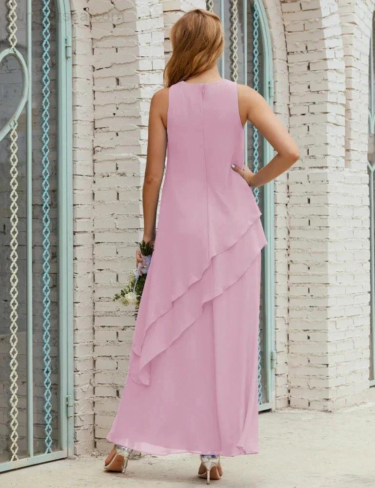 Chiffon Long Plus Size Mother of Bride Dresses Formal Bridesmaid Prom Gown SY28019 - Image 155