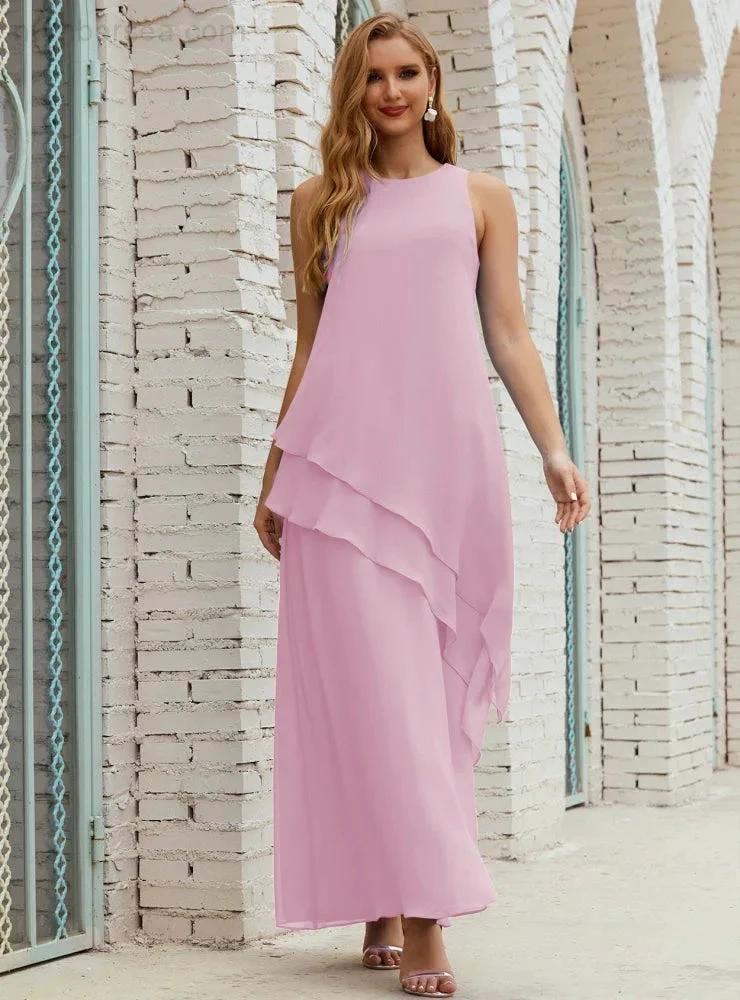 Chiffon Long Plus Size Mother of Bride Dresses Formal Bridesmaid Prom Gown SY28019 - Image 156