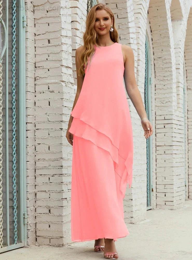 Chiffon Long Plus Size Mother of Bride Dresses Formal Bridesmaid Prom Gown SY28019 - Image 160
