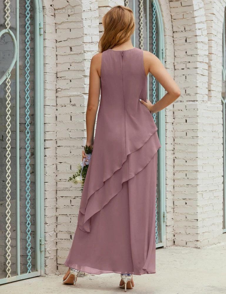 Chiffon Long Plus Size Mother of Bride Dresses Formal Bridesmaid Prom Gown SY28019 - Image 3