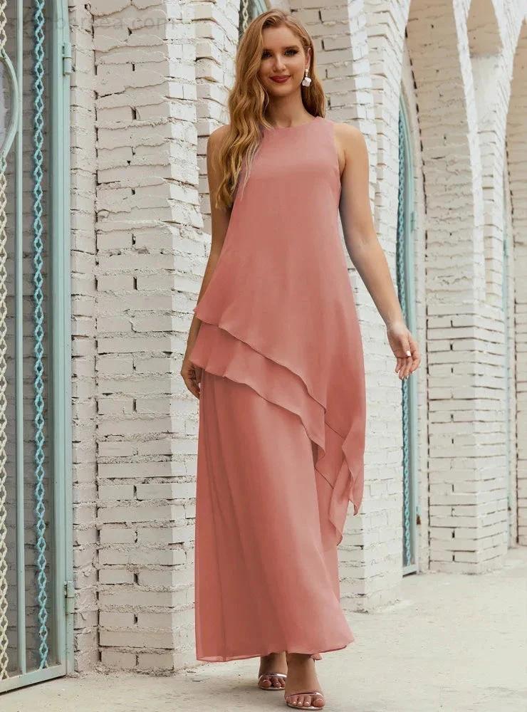 Chiffon Long Plus Size Mother of Bride Dresses Formal Bridesmaid Prom Gown SY28019 - Image 36