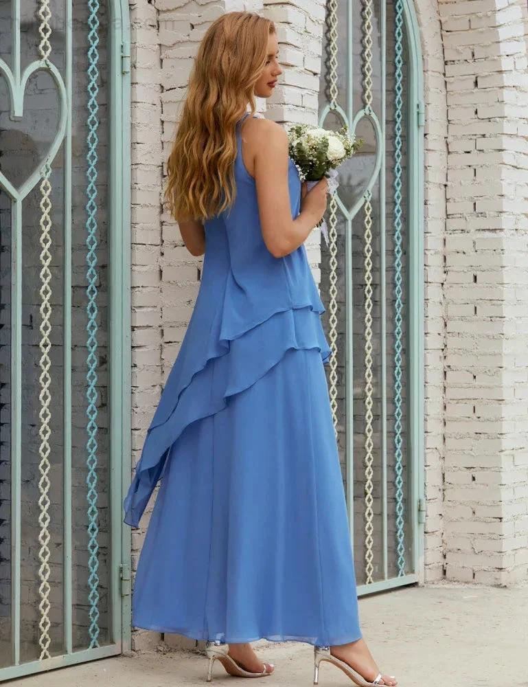 Chiffon Long Plus Size Mother of Bride Dresses Formal Bridesmaid Prom Gown SY28019 - Image 38