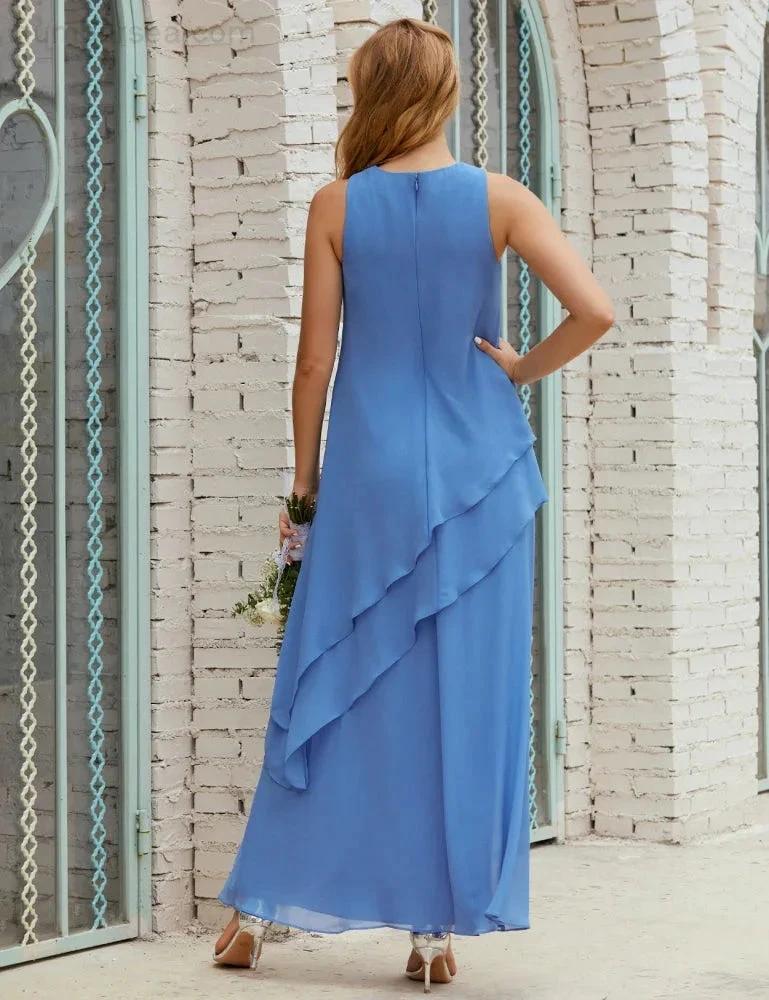Chiffon Long Plus Size Mother of Bride Dresses Formal Bridesmaid Prom Gown SY28019 - Image 39