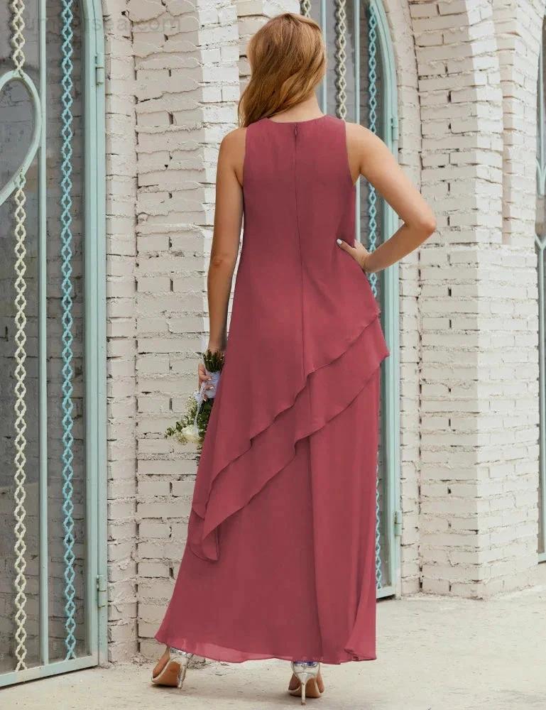 Chiffon Long Plus Size Mother of Bride Dresses Formal Bridesmaid Prom Gown SY28019 - Image 43