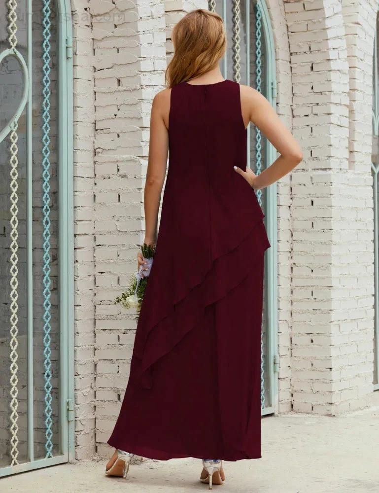 Chiffon Long Plus Size Mother of Bride Dresses Formal Bridesmaid Prom Gown SY28019 - Image 47