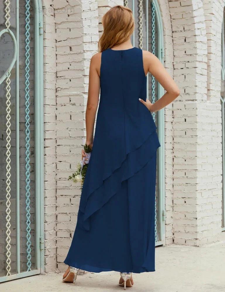 Chiffon Long Plus Size Mother of Bride Dresses Formal Bridesmaid Prom Gown SY28019 - Image 51