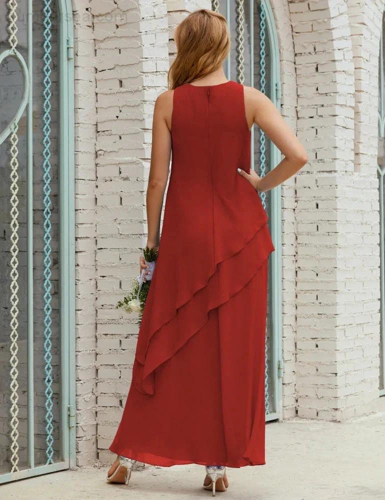 Chiffon Long Plus Size Mother of Bride Dresses Formal Bridesmaid Prom Gown SY28019 - Image 75