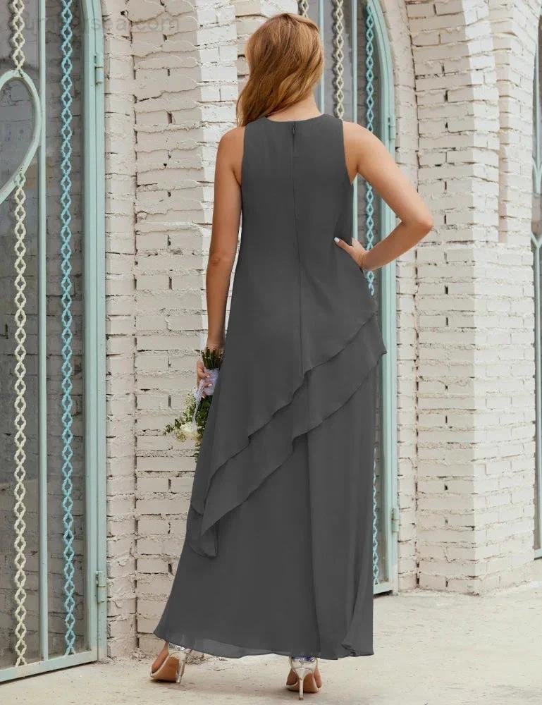 Chiffon Long Plus Size Mother of Bride Dresses Formal Bridesmaid Prom Gown SY28019 - Image 79
