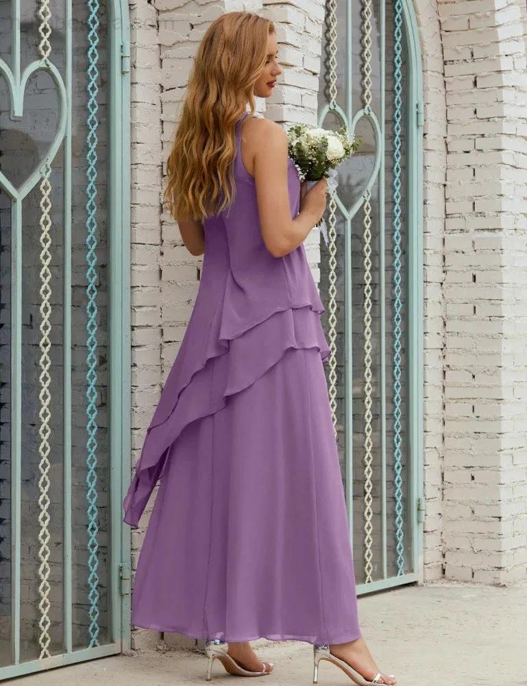 Chiffon Long Plus Size Mother of Bride Dresses Formal Bridesmaid Prom Gown SY28019 - Image 82