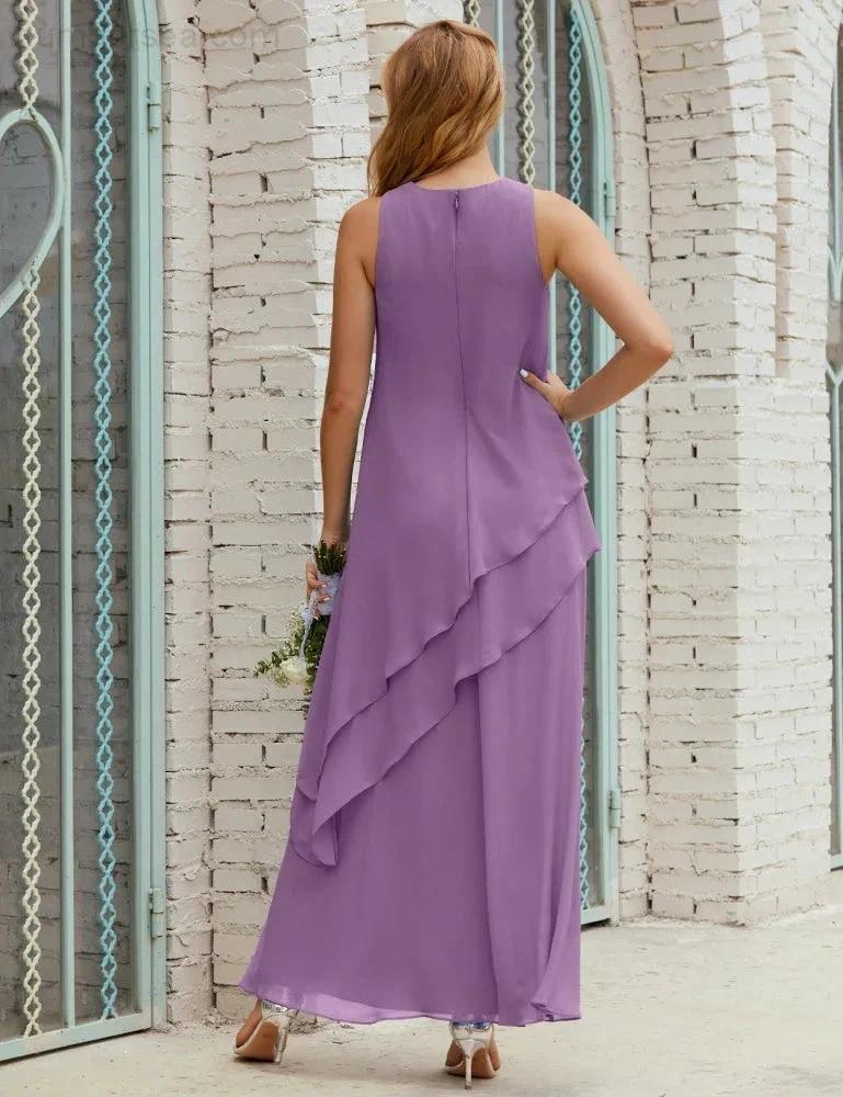 Chiffon Long Plus Size Mother of Bride Dresses Formal Bridesmaid Prom Gown SY28019 - Image 83