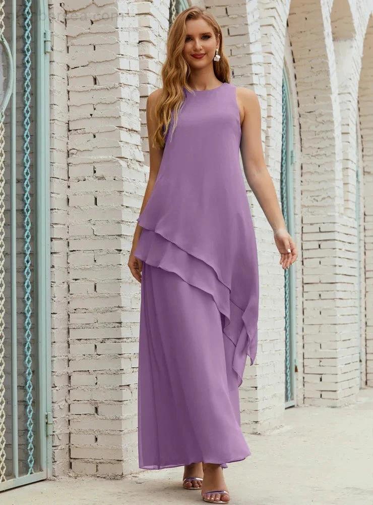 Chiffon Long Plus Size Mother of Bride Dresses Formal Bridesmaid Prom Gown SY28019 - Image 84