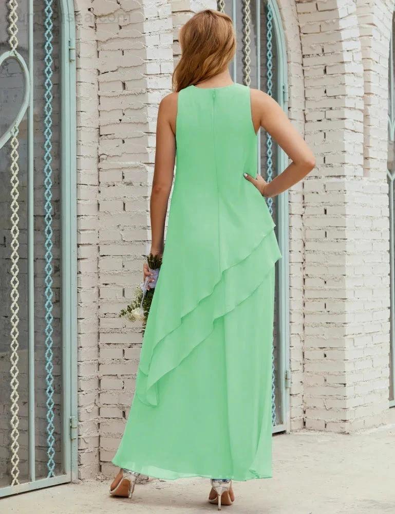 Chiffon Long Plus Size Mother of Bride Dresses Formal Bridesmaid Prom Gown SY28019 - Image 87