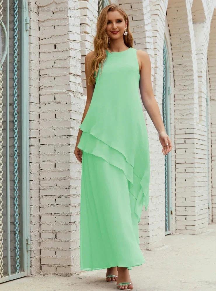 Chiffon Long Plus Size Mother of Bride Dresses Formal Bridesmaid Prom Gown SY28019 - Image 88