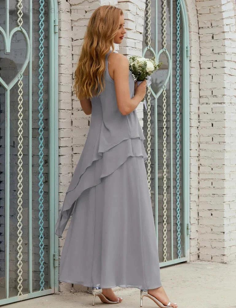 Chiffon Long Plus Size Mother of Bride Dresses Formal Bridesmaid Prom Gown SY28019 - Image 98