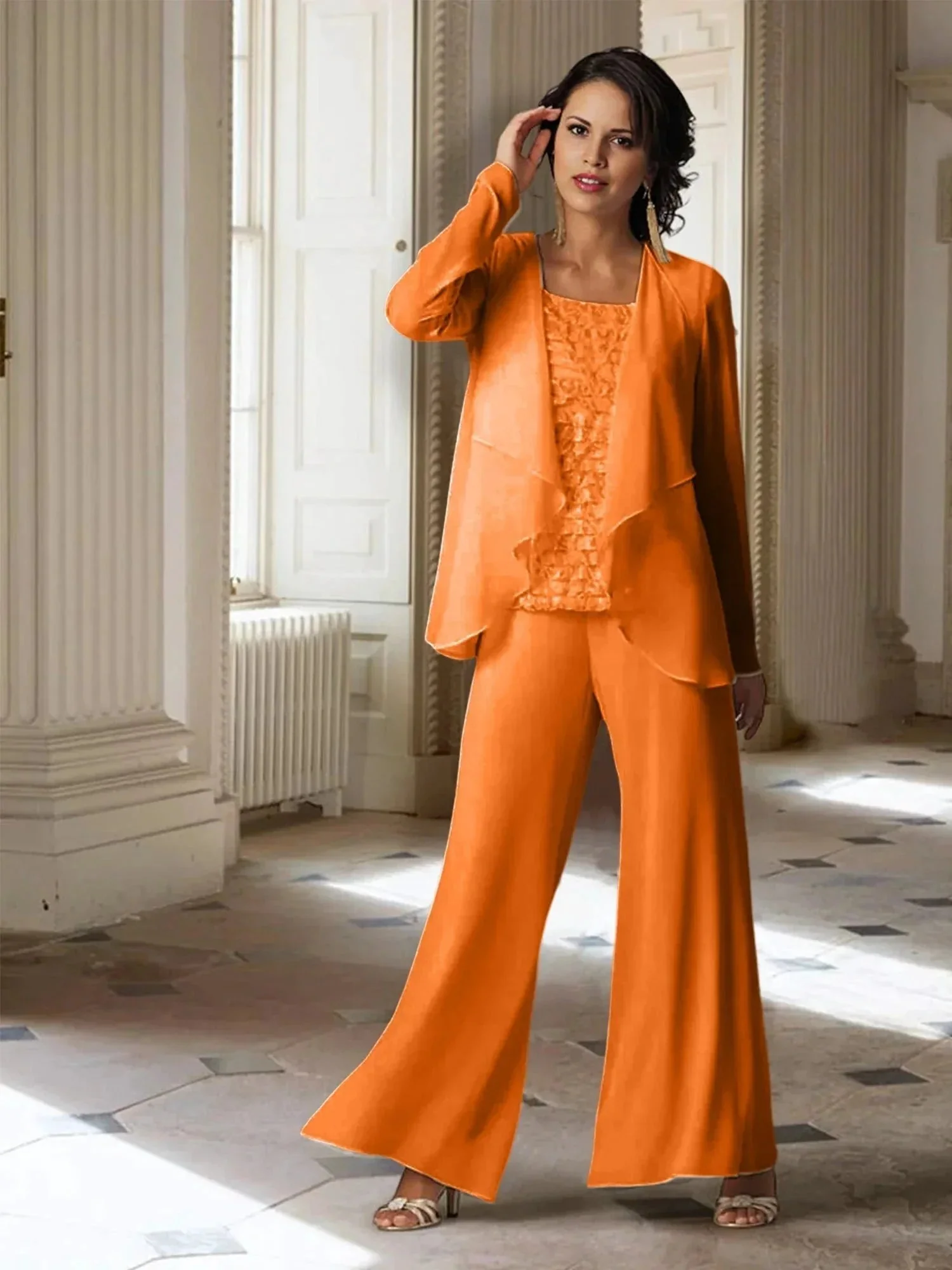 Chiffon Long Sleeves Mother of the Bride Pantsuits with Jacket - Image 47