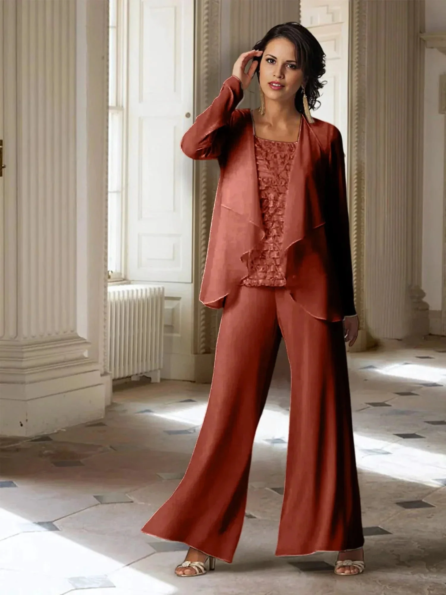 Chiffon Long Sleeves Mother of the Bride Pantsuits with Jacket - Image 57