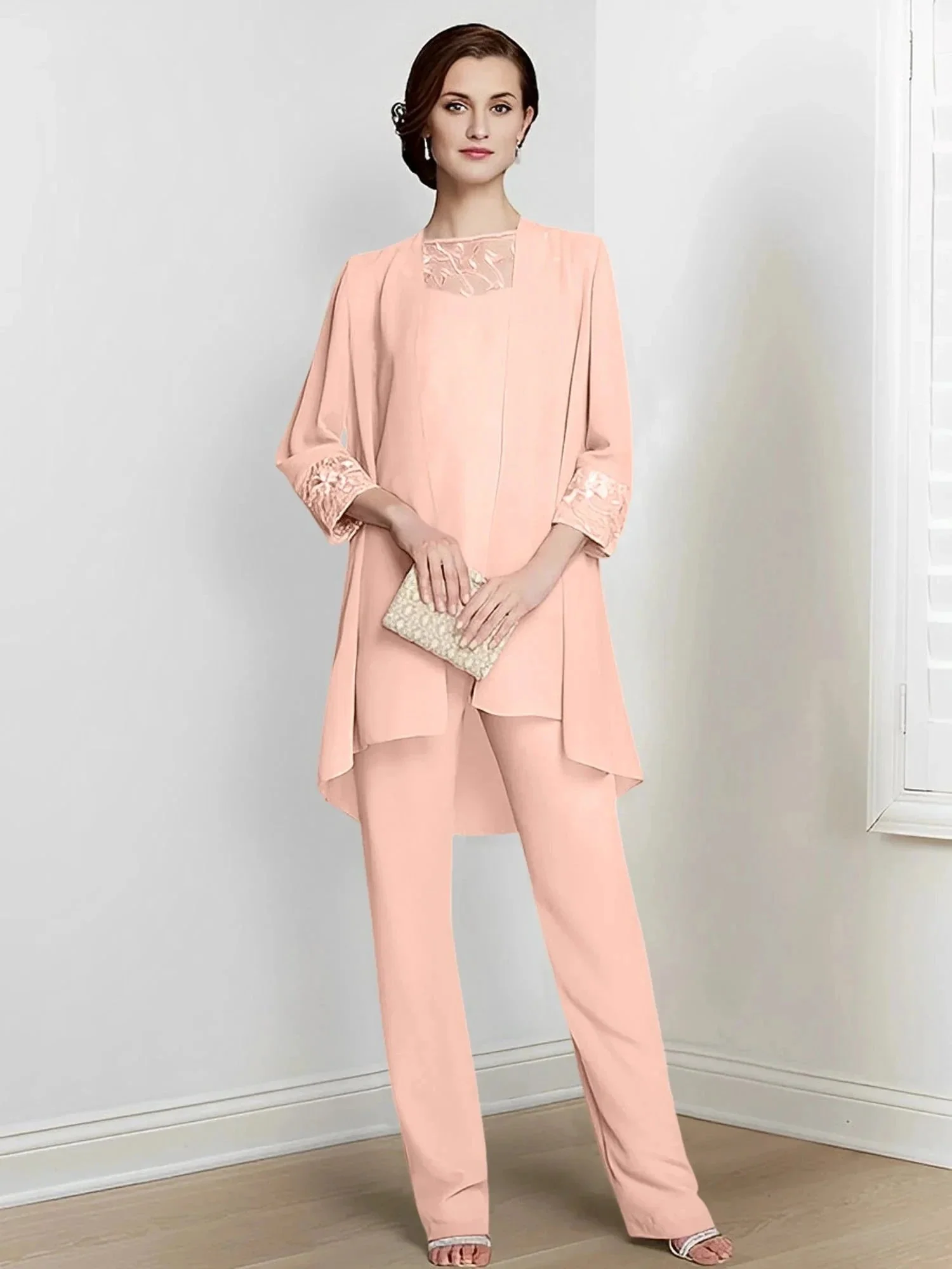 Chiffon Long Sleeves Mother Of The Bride Pantsuits With Jacket - Image 11
