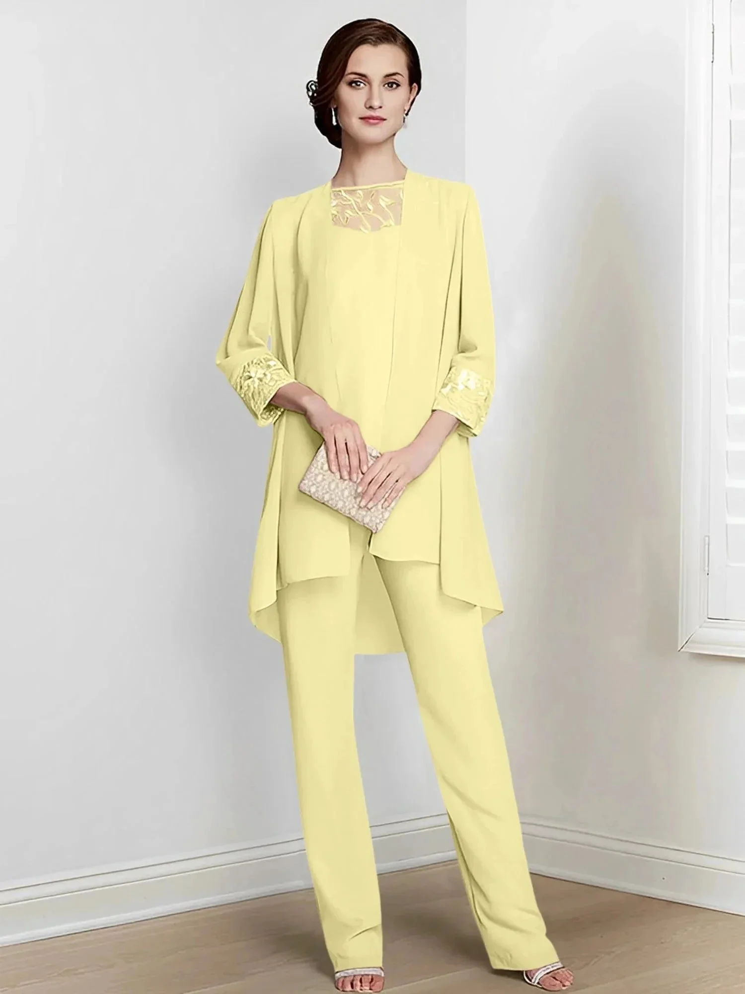 Chiffon Long Sleeves Mother Of The Bride Pantsuits With Jacket - Image 15