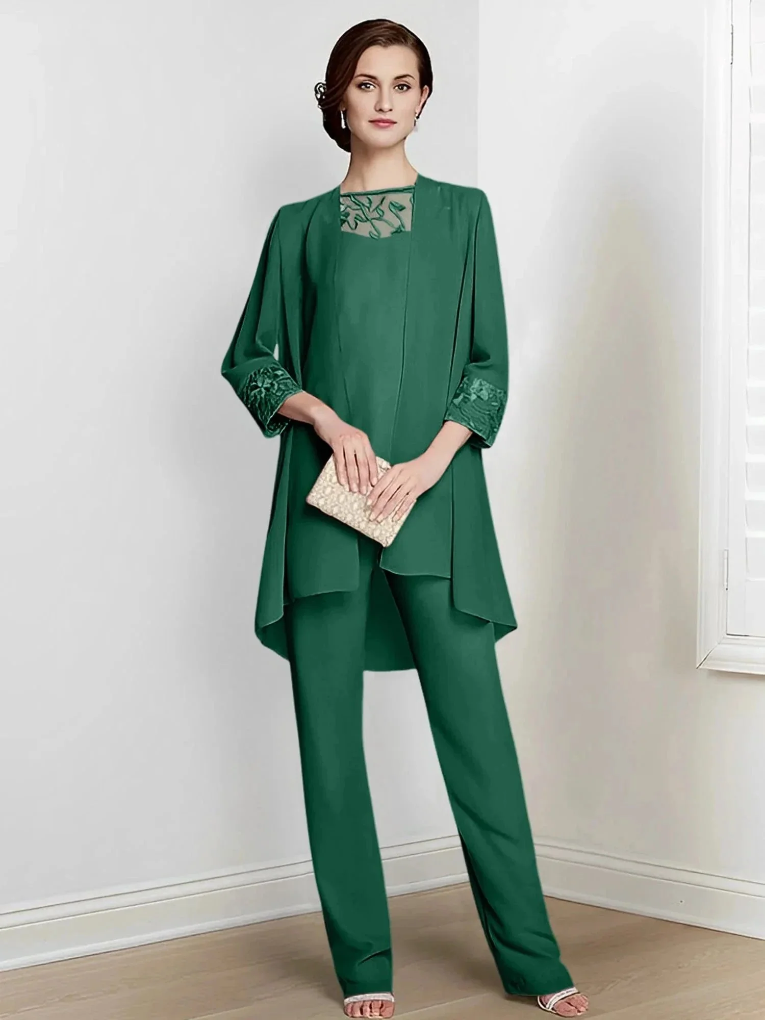 Chiffon Long Sleeves Mother Of The Bride Pantsuits With Jacket - Image 18