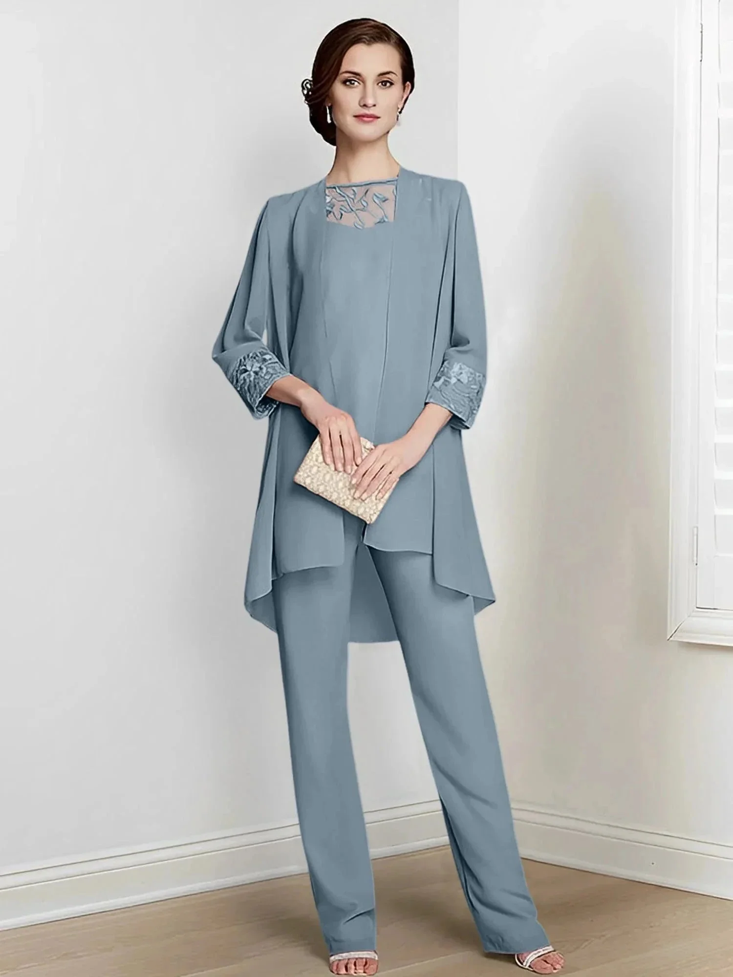 Chiffon Long Sleeves Mother Of The Bride Pantsuits With Jacket - Image 20