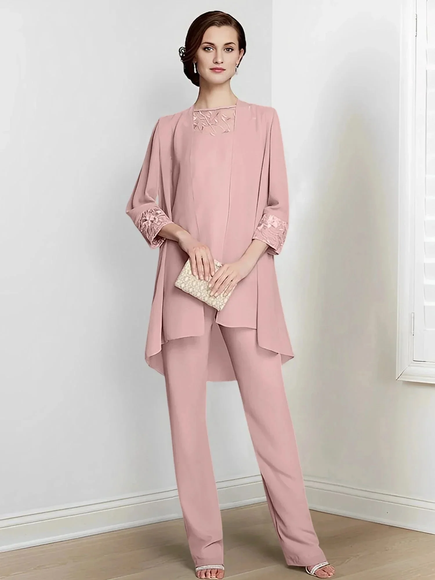 Chiffon Long Sleeves Mother Of The Bride Pantsuits With Jacket - Image 21