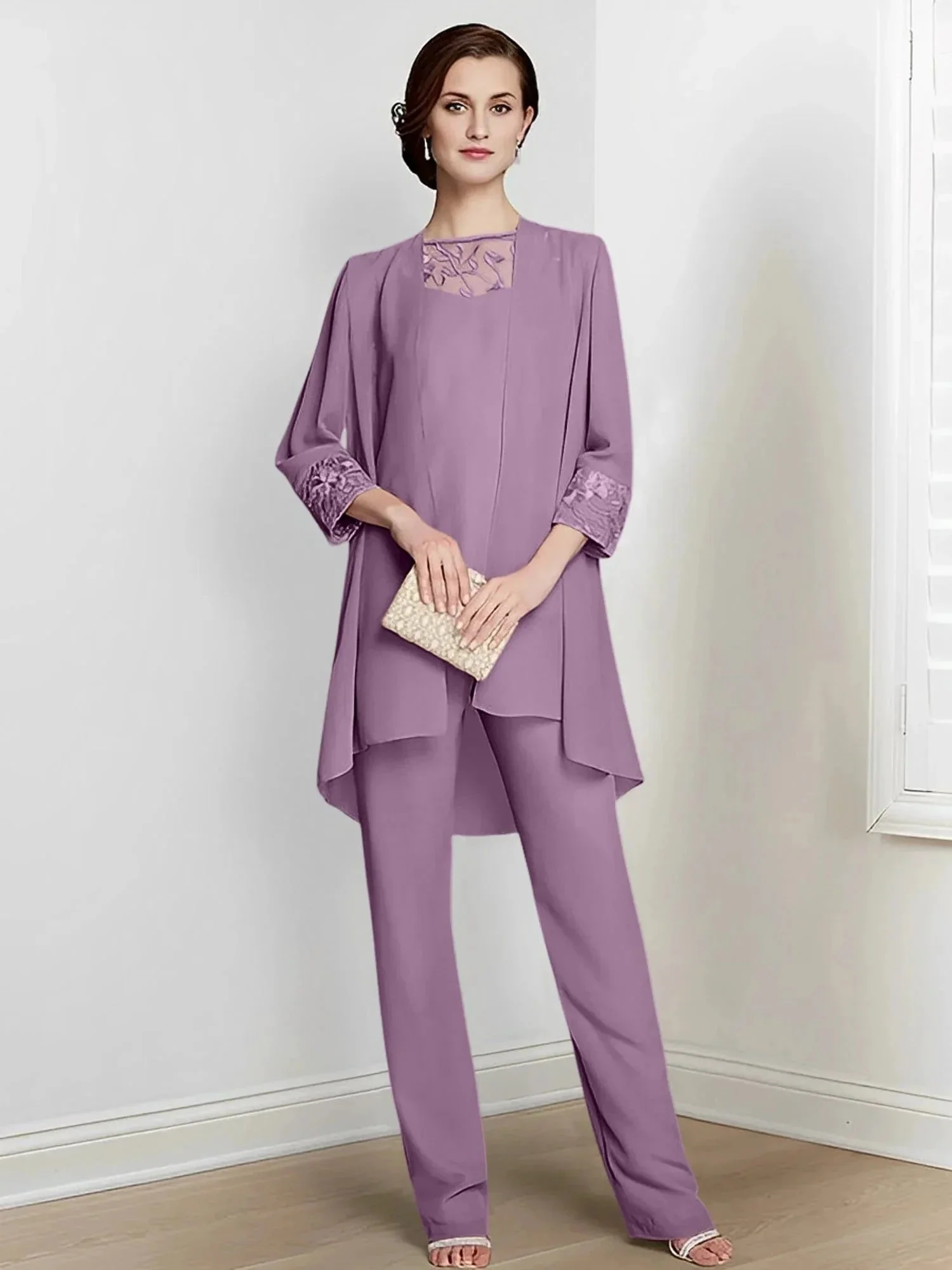 Chiffon Long Sleeves Mother Of The Bride Pantsuits With Jacket - Image 22