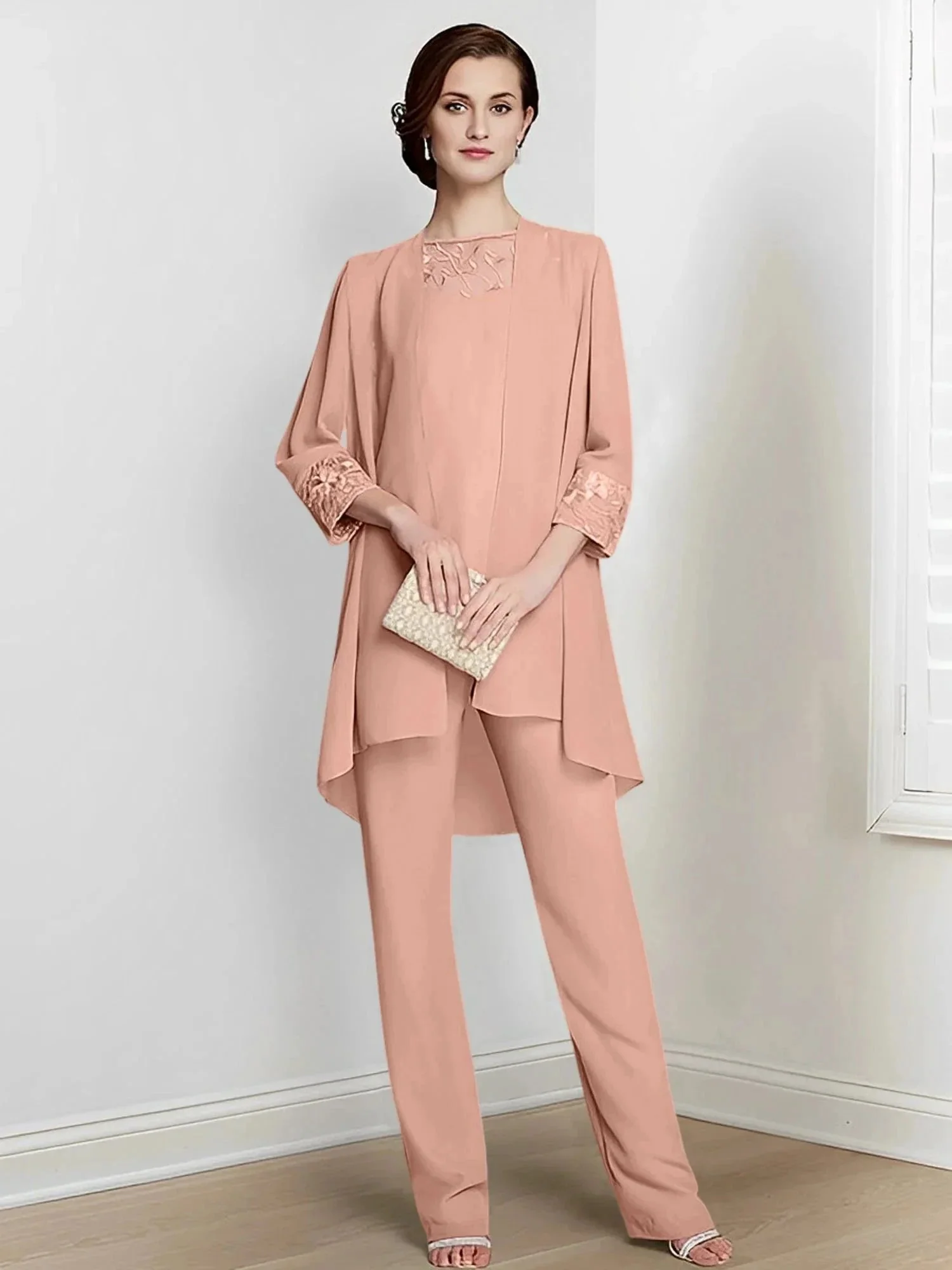 Chiffon Long Sleeves Mother Of The Bride Pantsuits With Jacket - Image 23