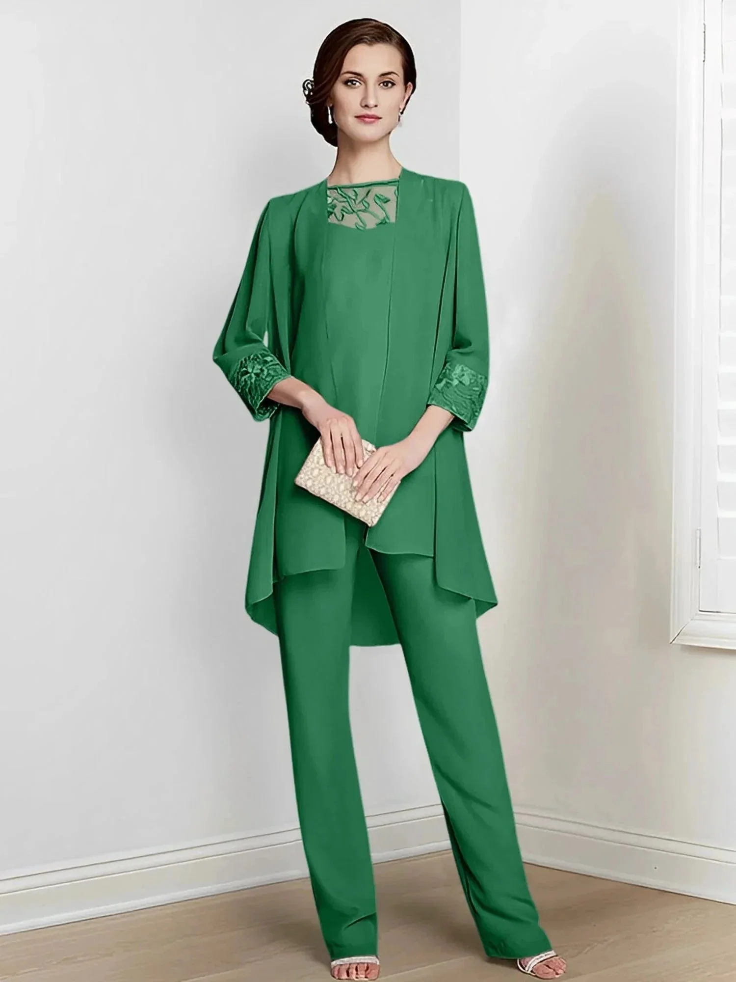 Chiffon Long Sleeves Mother Of The Bride Pantsuits With Jacket - Image 25