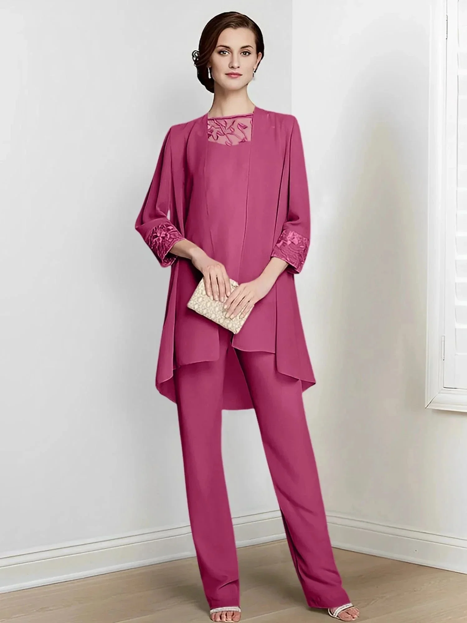 Chiffon Long Sleeves Mother Of The Bride Pantsuits With Jacket - Image 27