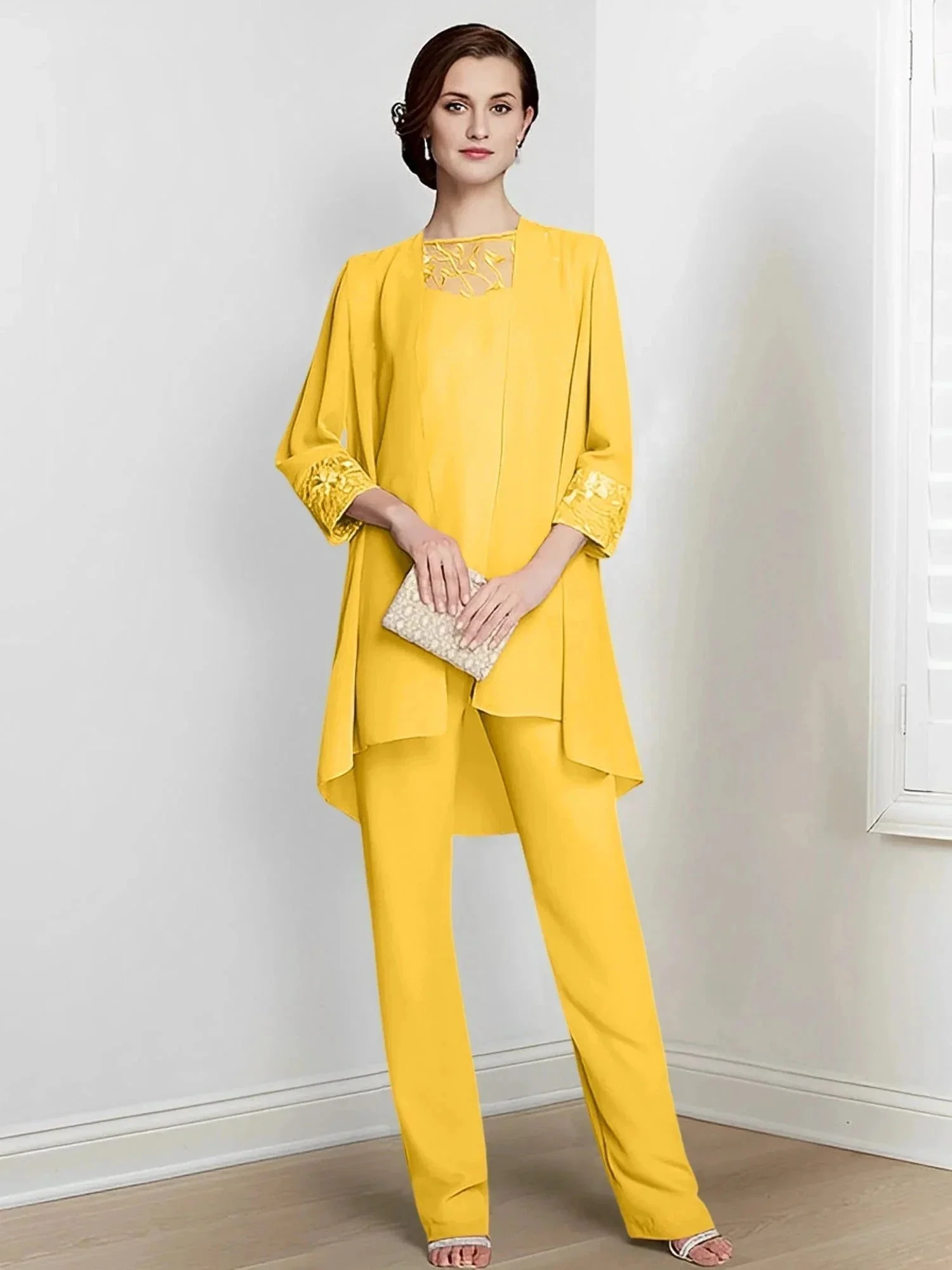 Chiffon Long Sleeves Mother Of The Bride Pantsuits With Jacket - Image 29
