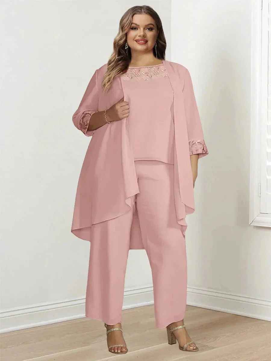 Chiffon Long Sleeves Mother Of The Bride Pantsuits With Jacket - Image 3