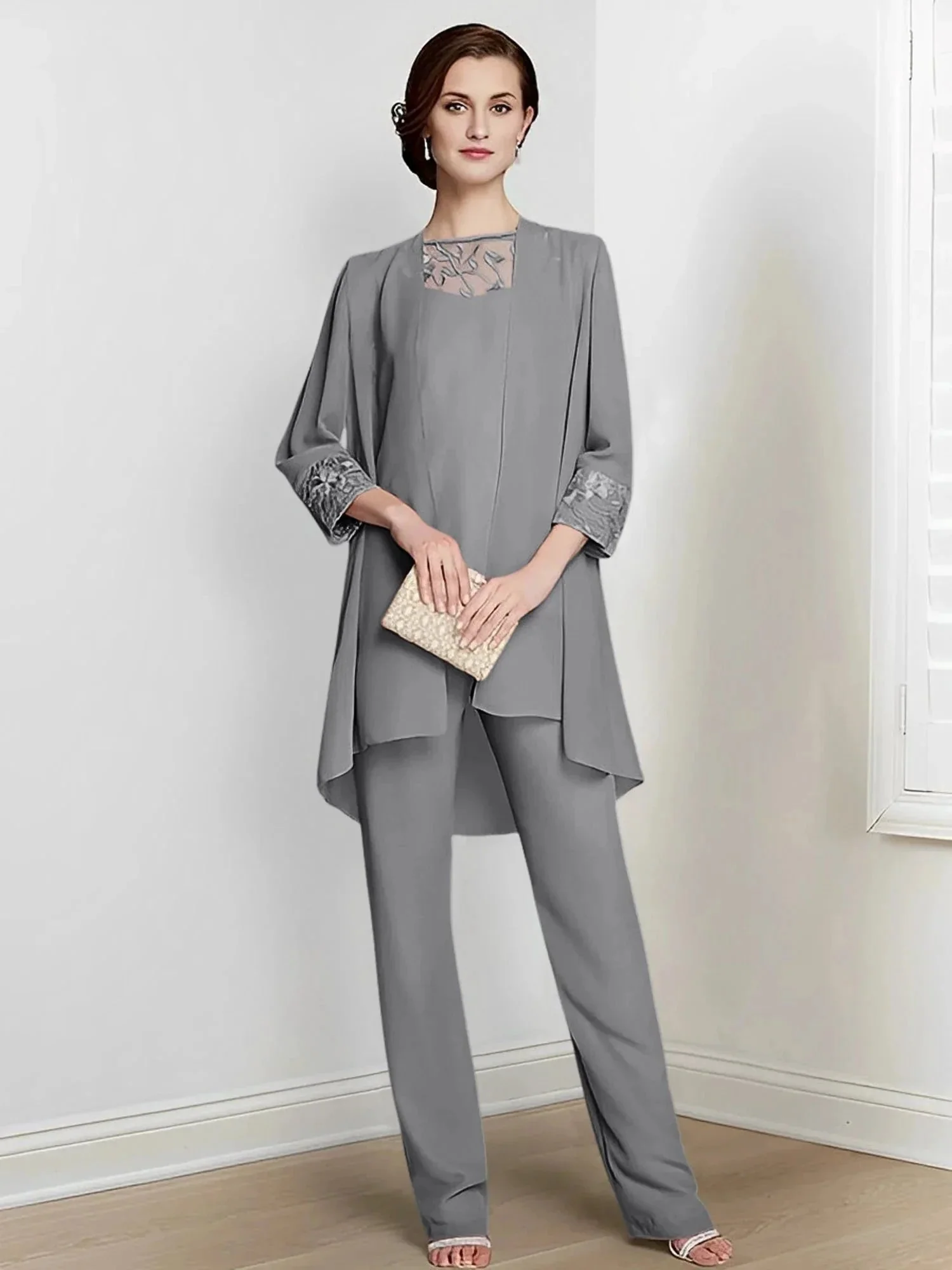Chiffon Long Sleeves Mother Of The Bride Pantsuits With Jacket - Image 31