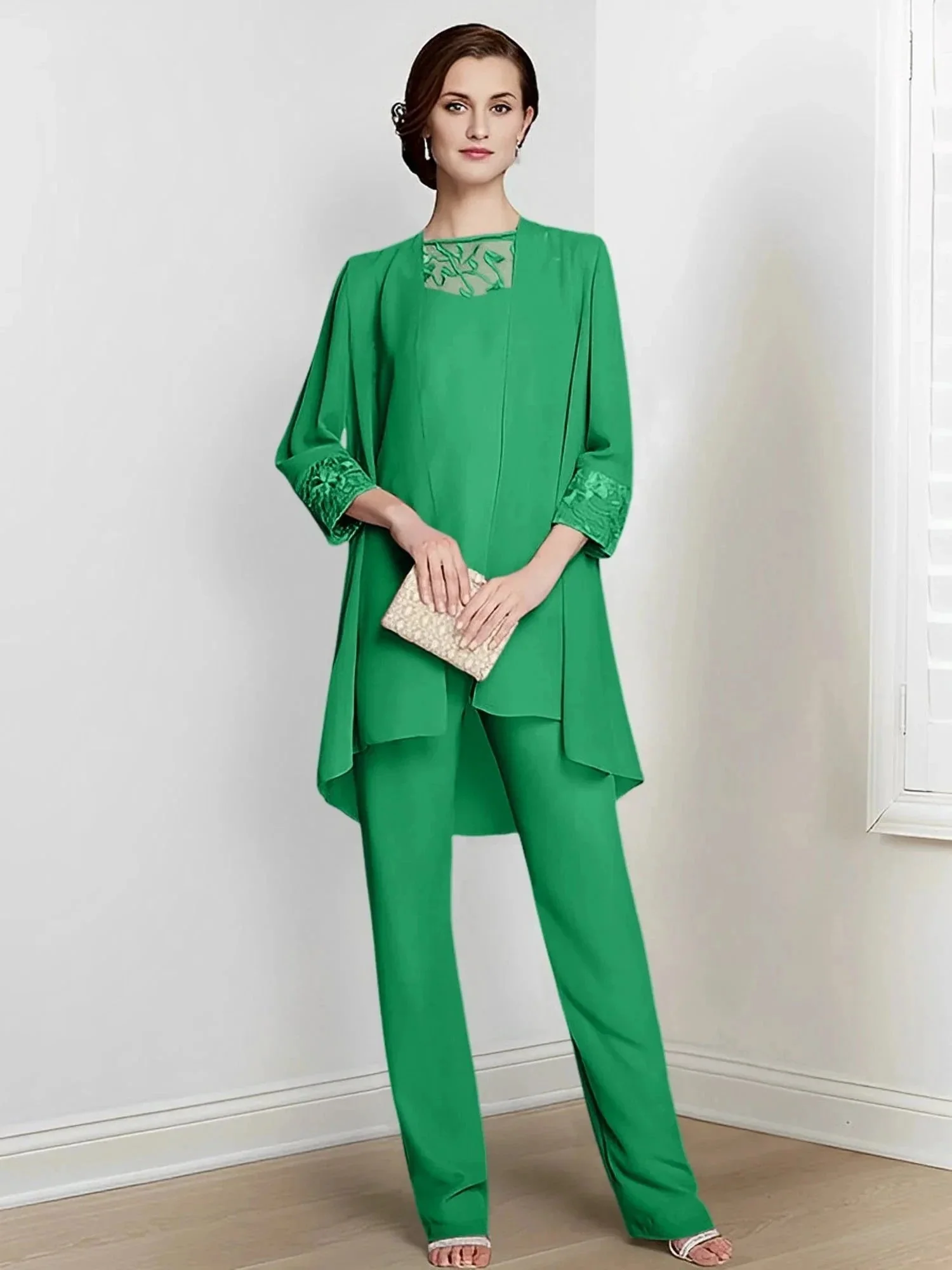 Chiffon Long Sleeves Mother Of The Bride Pantsuits With Jacket - Image 32