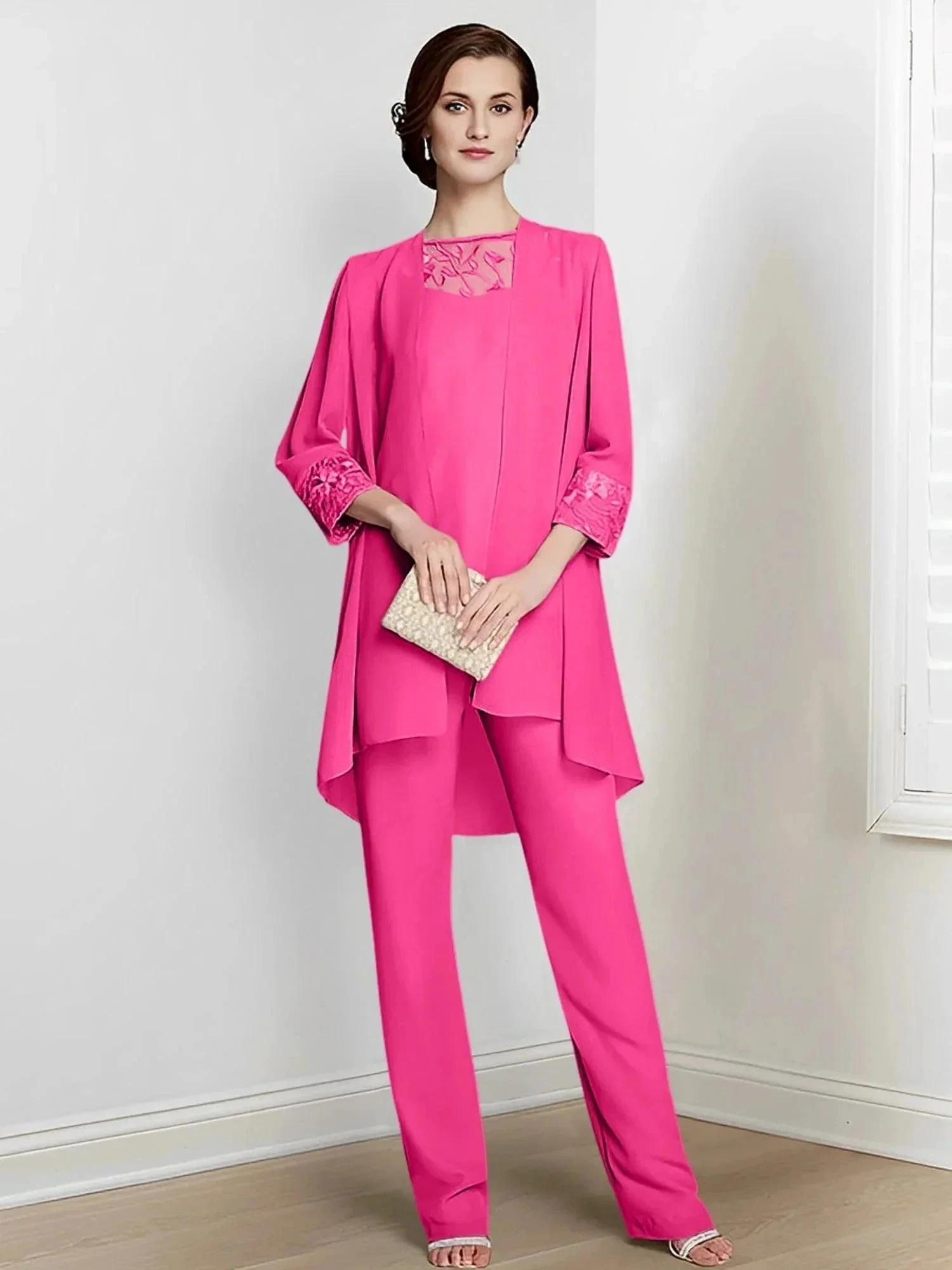 Chiffon Long Sleeves Mother Of The Bride Pantsuits With Jacket - Image 33