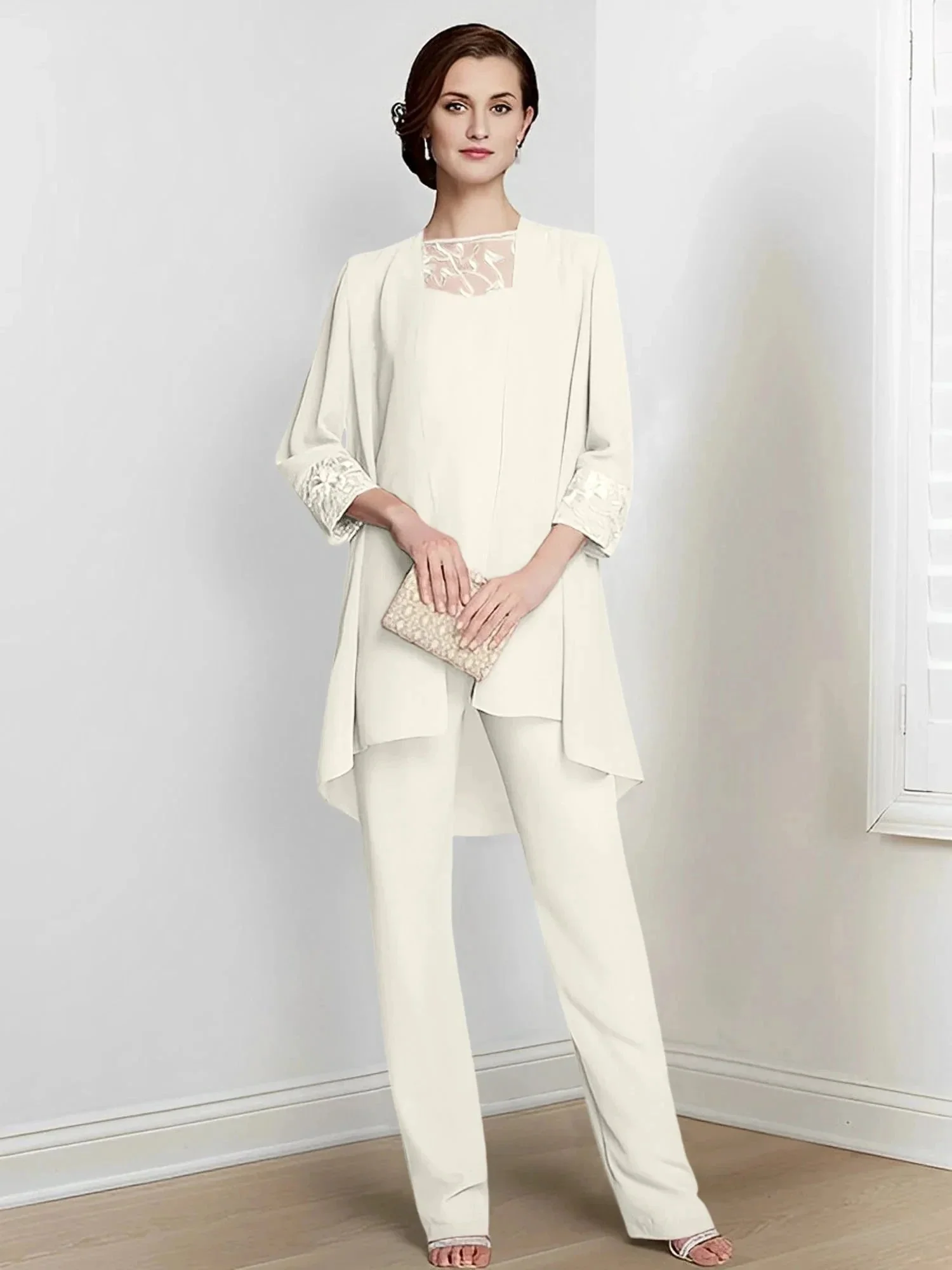 Chiffon Long Sleeves Mother Of The Bride Pantsuits With Jacket - Image 34