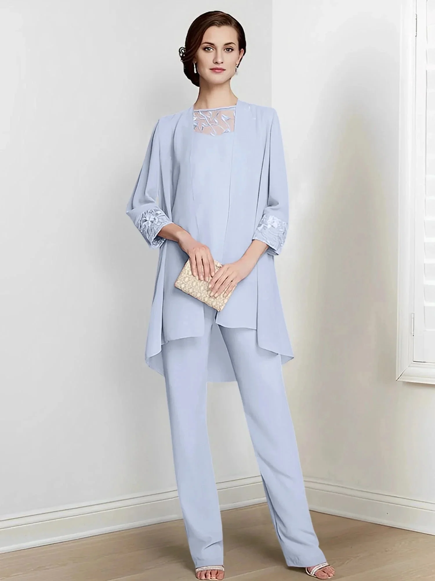 Chiffon Long Sleeves Mother Of The Bride Pantsuits With Jacket - Image 35
