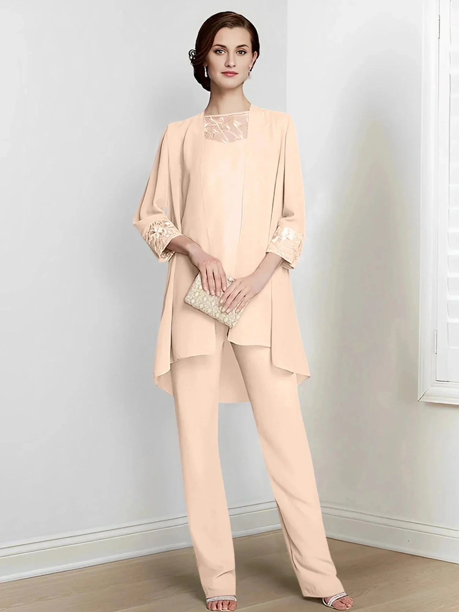 Chiffon Long Sleeves Mother Of The Bride Pantsuits With Jacket - Image 38