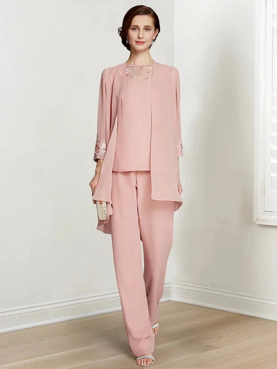 Chiffon Long Sleeves Mother Of The Bride Pantsuits With Jacket - Image 4