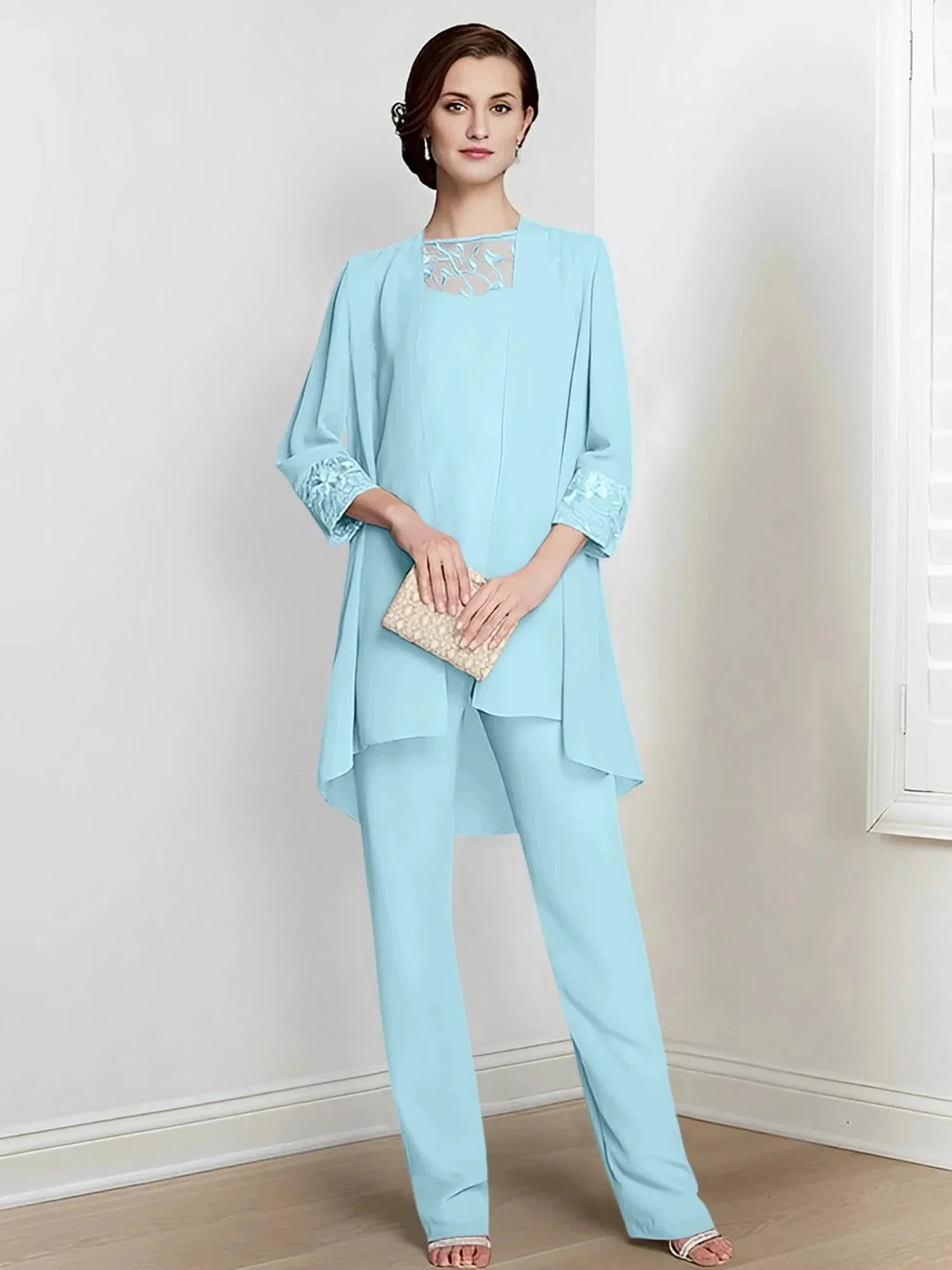 Chiffon Long Sleeves Mother Of The Bride Pantsuits With Jacket - Image 42