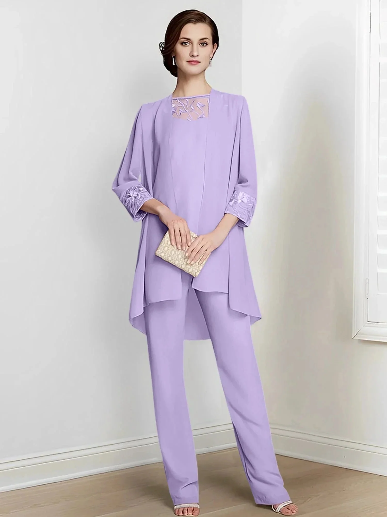 Chiffon Long Sleeves Mother Of The Bride Pantsuits With Jacket - Image 43