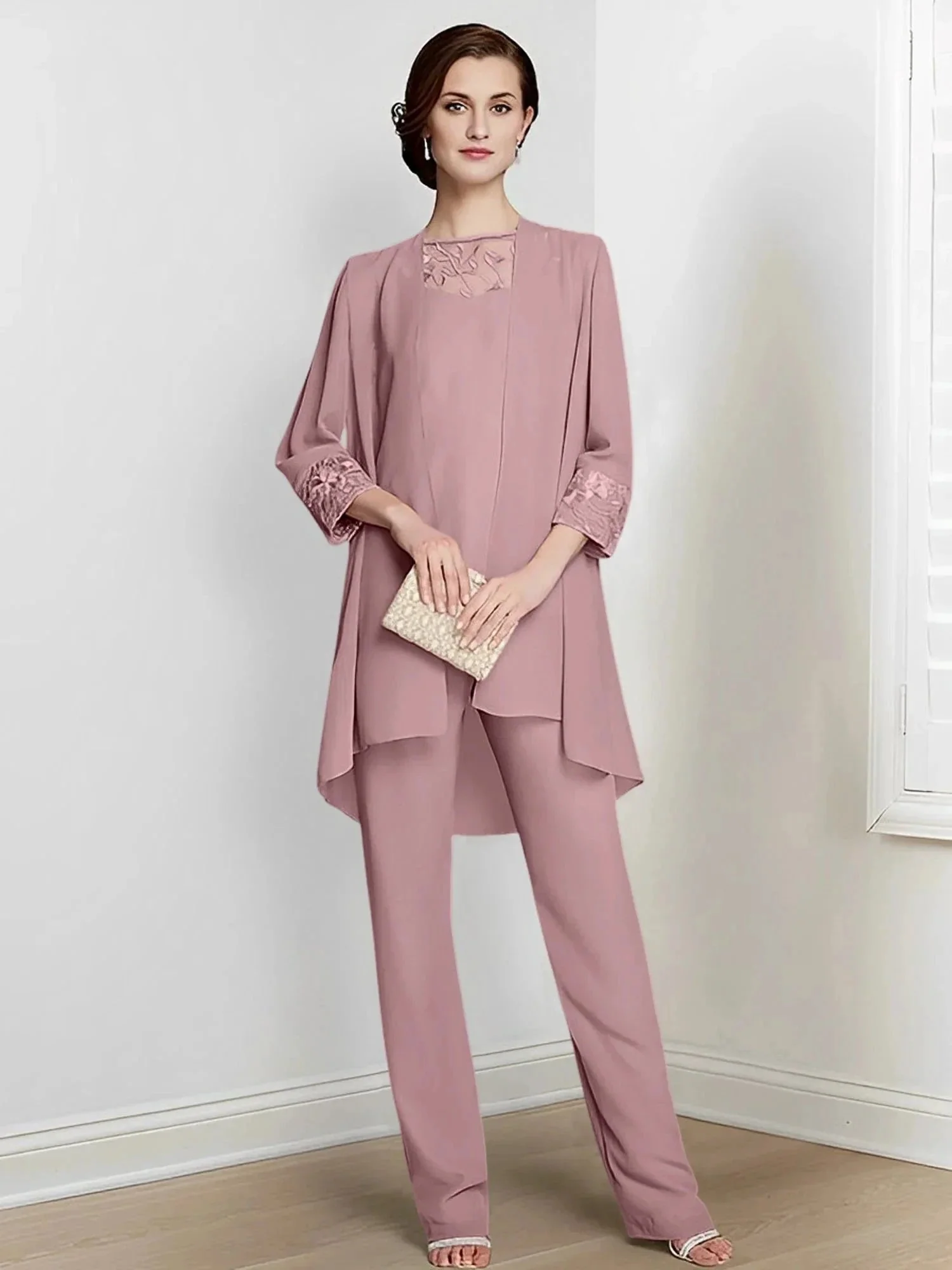 Chiffon Long Sleeves Mother Of The Bride Pantsuits With Jacket - Image 44