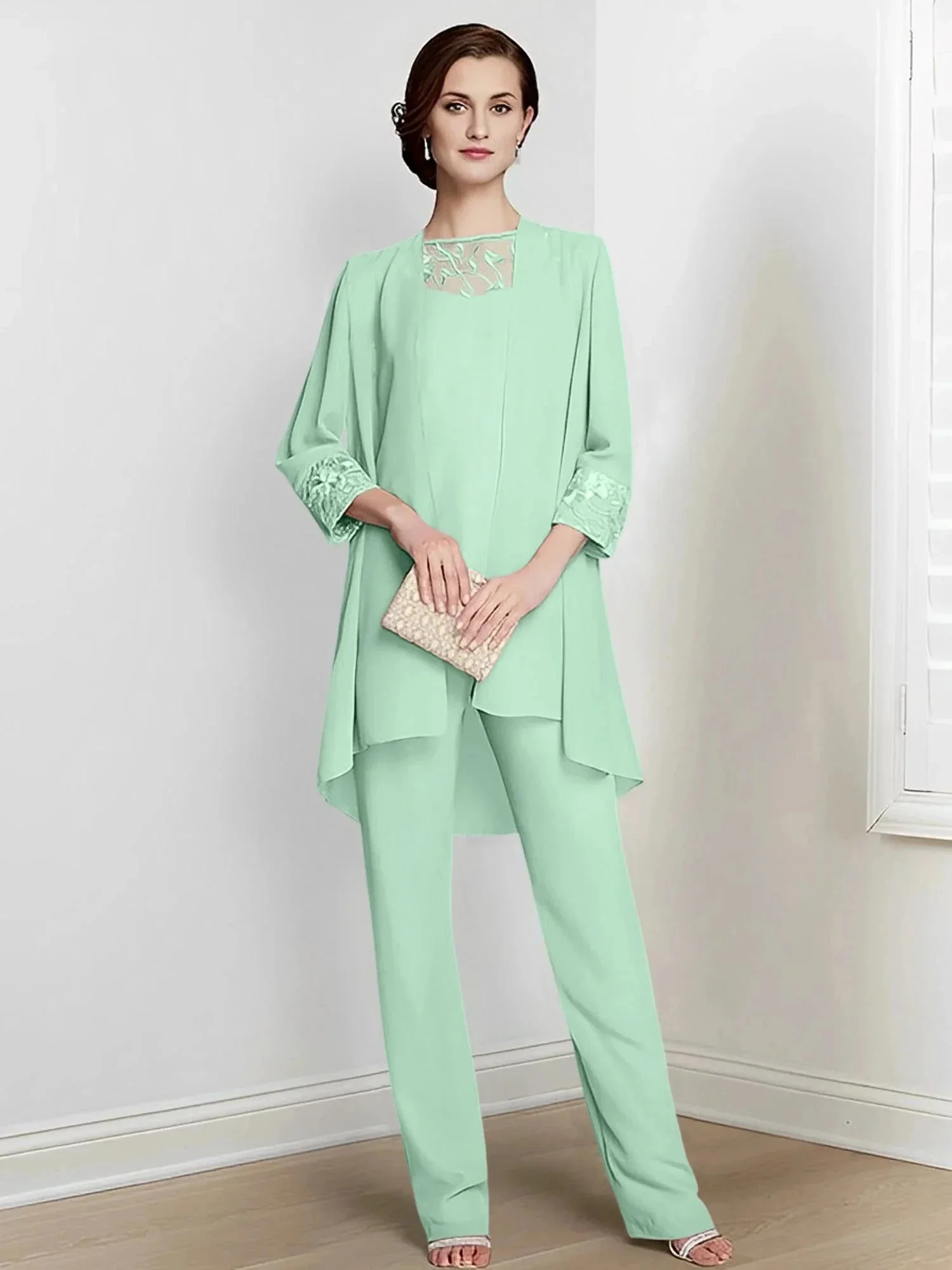 Chiffon Long Sleeves Mother Of The Bride Pantsuits With Jacket - Image 45