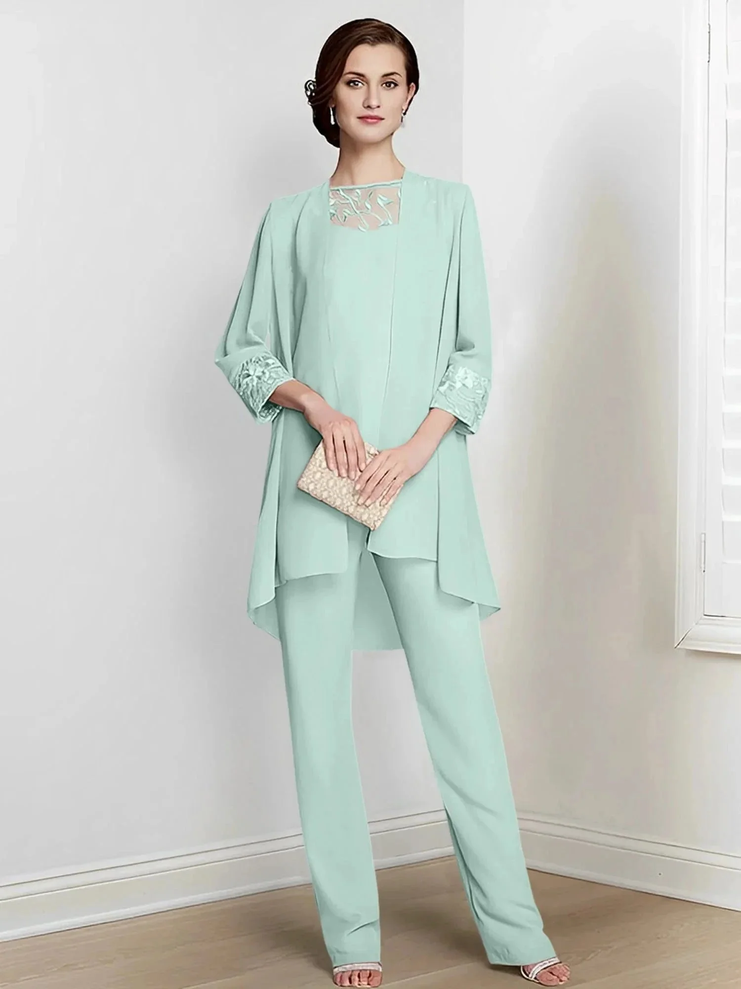 Chiffon Long Sleeves Mother Of The Bride Pantsuits With Jacket - Image 46