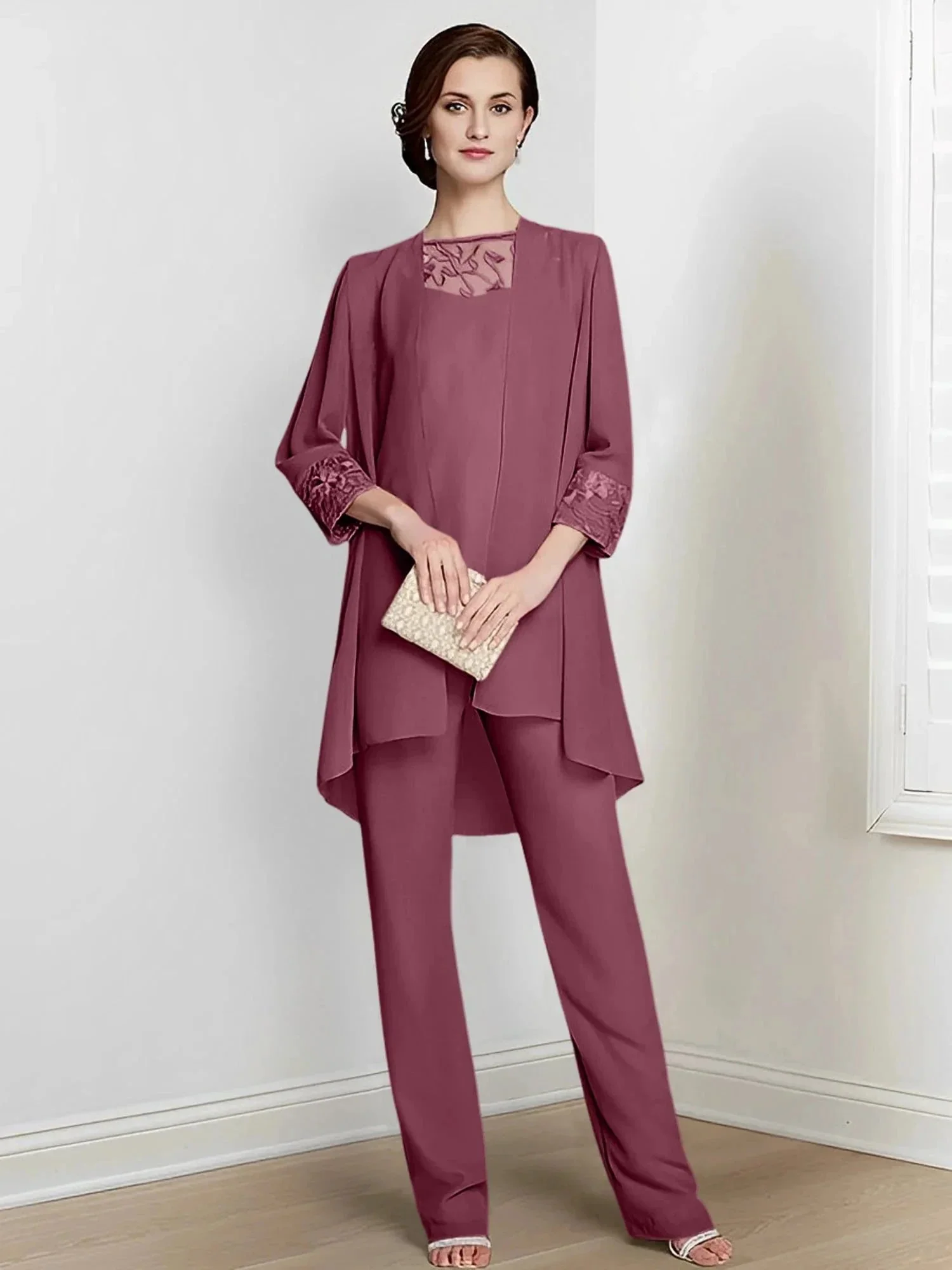 Chiffon Long Sleeves Mother Of The Bride Pantsuits With Jacket - Image 47